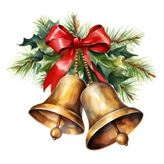 watercolor chrismast bells  ,christmas decoraction, watercolor illustrations