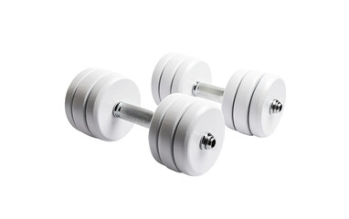Beautiful White Dumbbells of Gym Isolated on Transparent Background PNG.