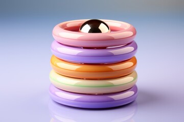 Pastel lavender stacking rings toy, fostering fine motor skills and spatial awareness, Generative AI