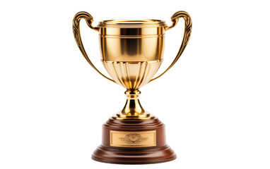 Fototapeta na wymiar Beautiful Shiny Gold Trophy Cup Isolated on Transparent Background PNG.