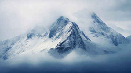 雪山の背景、雪が積もった高い山の風景 - obrazy, fototapety, plakaty