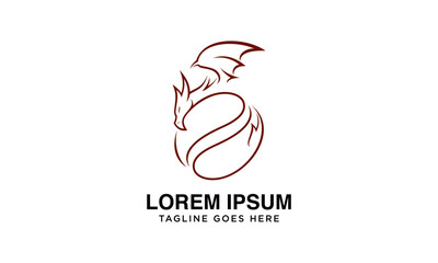 original unique dragon coffee outline logo design