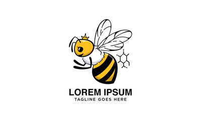 cute queen bee mascot logo design