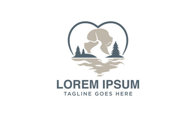 simple dog and cat river logo design