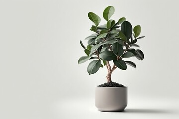  A house indoor plant in a pot on a white background - obrazy, fototapety, plakaty