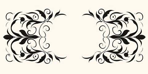 Vintage elegance. Ornate floral design on white background for invitations and labels. Timeless charm. Calligraphic ornaments in classic decorative frames. Victorian style design for certificates