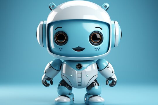 Pastel blue toy robot with a simple and sleek design, fostering creativity and play, Generative AI