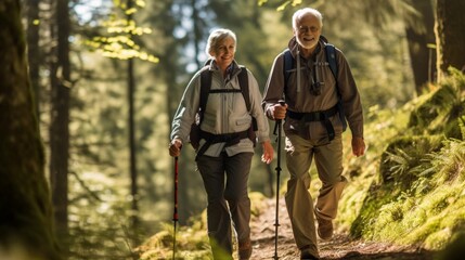 Fototapeta na wymiar Seniors in Step on Hiking Trails