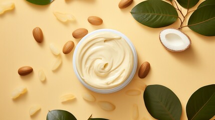 Shea Butter care product flatlay background