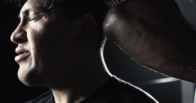 Man getting punched in the face in dramatic slow-motion at 800 fps