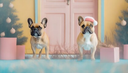 Dogs Christmas - obrazy, fototapety, plakaty