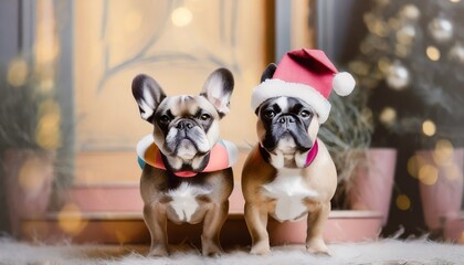 Dogs Christmas - obrazy, fototapety, plakaty