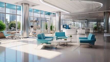 Fototapeta na wymiar lobby of Healthcare clinic Hospital Equipment Modernizing the Experience