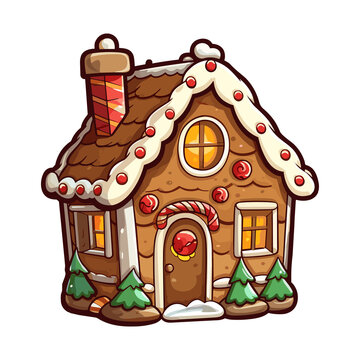 recommend clip art: Christmas gingerbread house sticker, Gingerbread House Christmas Cookie Clipart