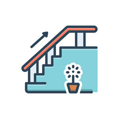 Color illustration icon for upstair
