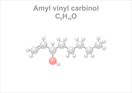 Simplified scheme of the amyl vinyl carbinol molecule. Known as mushroom alcohol.