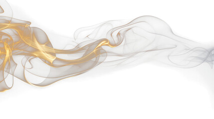 Golden smoke curve on the transparent background - obrazy, fototapety, plakaty