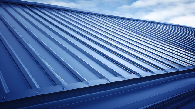 A blue metal sheet roof and sky