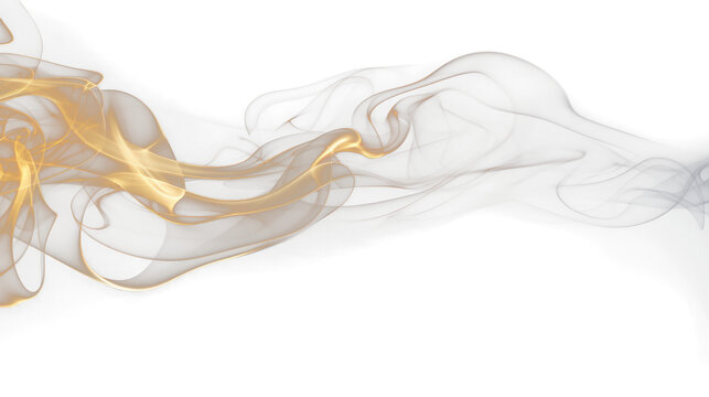 Golden smoke curve on the transparent background