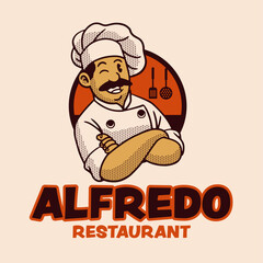 Mexican Chef Cartoon Logo Vintage Retro