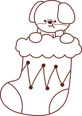 Collection of Christmas cartoons isolated on a white background. Little Santa with gifts and holiday decorations; cute card. Super cute cartoon character, illustration, hand drawn, vector