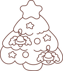 Collection of Christmas cartoons isolated on a white background. Little Santa with gifts and holiday decorations; cute card. Super cute cartoon character, illustration, hand drawn, vector