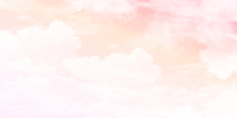 Pink sky and white cloud detail. Sugar cotton pink clouds for design. Summer heaven with colorful clearing sky. Good weather, beautiful nature,Fantasy pastel background.Copy space vector illustration.