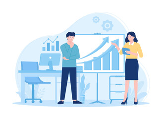 People consult on projects concept flat illustration