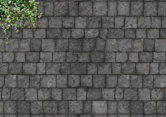 ブロック調タイル　葉　背景素材　