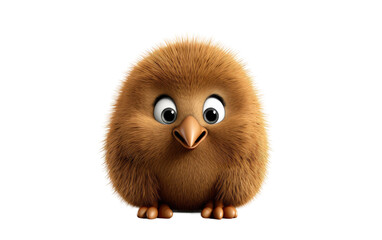 Cute Brown Children Kiwi 3D Character Isolated on Transparent Background PNG.