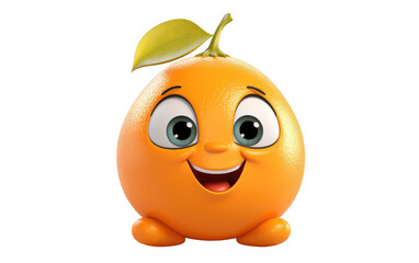 Healthy Juicy Orange Fruit in Cute Face 3D Character Isolated on Transparent Background PNG.