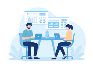 People consult on projects concept flat illustration