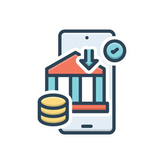 Color illustration icon for investment