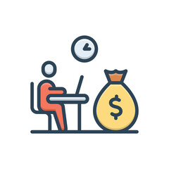Color illustration icon for wages