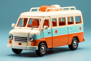 Pastel turquoise toy ambulance, encouraging empathy and imaginative medical play in bright pastels, Generative AI