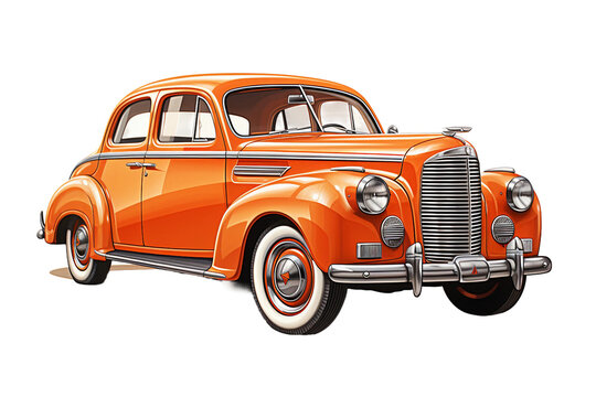 Classic Car Illustrations isolated on transparent background, Generative Ai