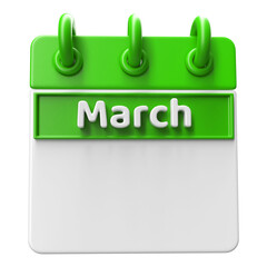 Empty Calendar March 3D Render