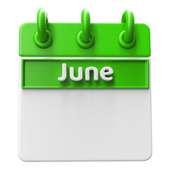 Empty Calendar June 3D Render