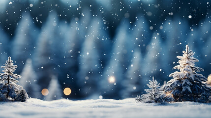 Christmas and New Year background with bokeh lights and snowflakes