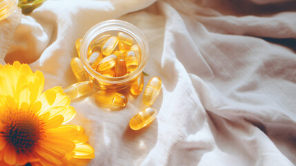 Alternative medicine concept with fish oil capsules