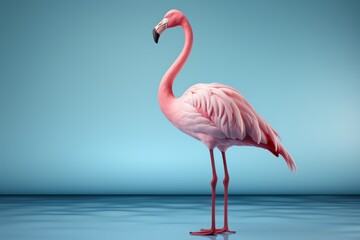 Pastel flamingo with a graceful curve of its neck, embodying elegance and serenity in soothing colors, Generative AI 
