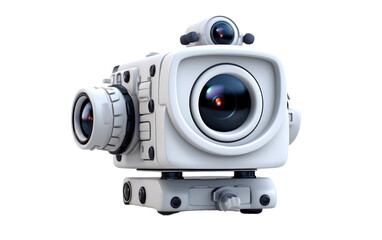 Amazing Modern White Video Camera 3D Cartoon Isolated on Transparent Background PNG.