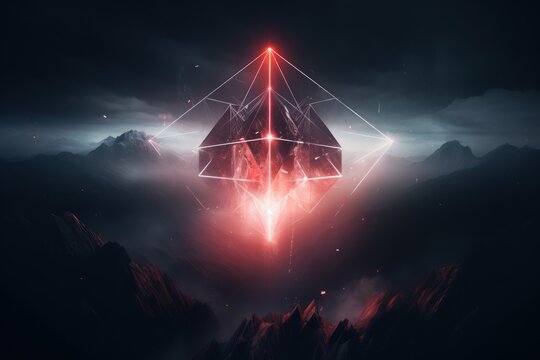 background with lightweight magic crystal floating in clouds