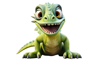 Dangerous Green Crocodile 3D Cartoon Isolated on Transparent Background PNG.