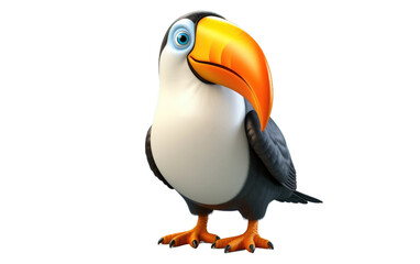 Beautiful Shiny Toucan Bird 3D Cartoon Isolated on Transparent Background PNG.