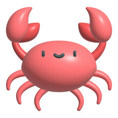 cute crab cartoon 3d icon illustration, mascot logo, cartoon animal style