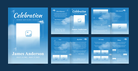 Funeral program and funeral ceremony template design - obrazy, fototapety, plakaty