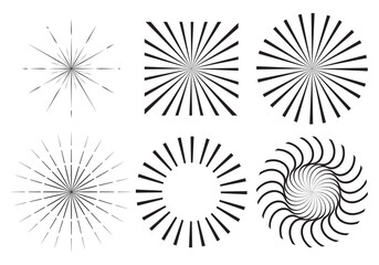 Obraz premium Vintage sunburst vector set
