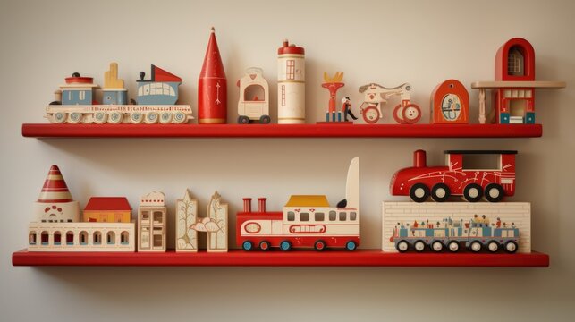 Brick and other wooden toys background.