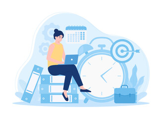 Target scheduling of working hours concept flat illustration